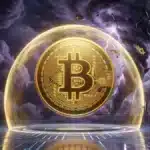 Un bouclier doré en forme de Bitcoin repoussant une tempête sombre, symbolisant la résilience de l'actif. Le cours clôture à 70 622 $. Analyse de la tendance pour Bitcoin s'échangeant à 70659 dollars.