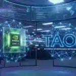 Illustration de la convergence entre les puces Nvidia et le réseau décentralisé Bittensor pour propulser l'intelligence artificielle et la crypto TAO.