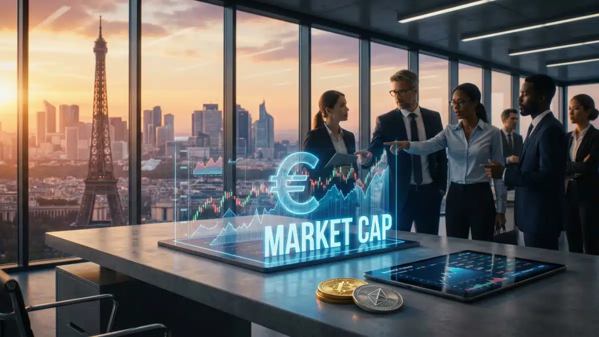 Market Cap cinématique qui illustre la capitalisation boursière des cryptomonnaies.