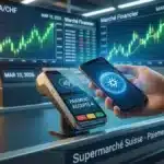 Graphique boursier illustrant la hausse du Cardano suite à l'adoption par les magasins suisses.