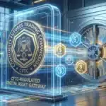 Illustration de la CFTC autorisant l'utilisation des stablecoins et de la crypto pour couvrir les marges financières à Wall Street.