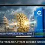 Illustration du bras de fer entre Coinbase et le gouvernement américain concernant le Clarity Act et les Stablecoins.