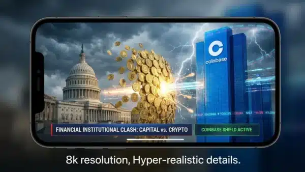 Illustration du bras de fer entre Coinbase et le gouvernement américain concernant le Clarity Act et les Stablecoins.