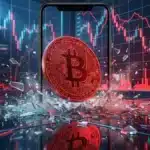 Illustration de la violente chute du cours bitcoin aujourd'hui liquidant les investisseurs sur le marché crypto.