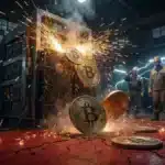 Illustration du cours Bitcoin en baisse à cause de la capitulation des mineurs sur le marché crypto.