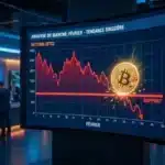 Graphique boursier illustrant la forte volatilité et la correction baissière du cours Bitcoin durant le mois de février.