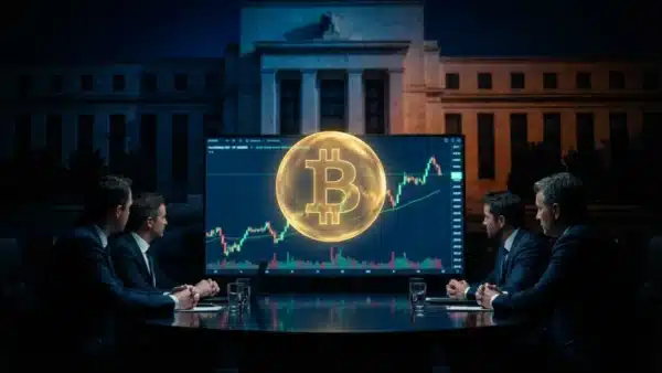 Illustration du cours Bitcoin se stabilisant sur le marché crypto en l'attente des décisions de la FED.