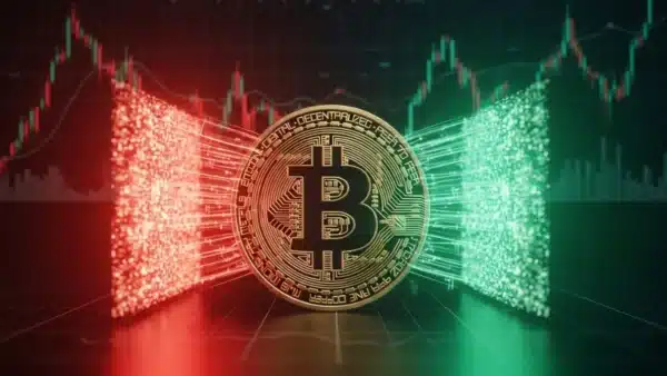 Illustration du cours Bitcoin en phase de compression extrême avant une cassure sur le marché crypto.