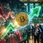 Illustration du cours Bitcoin franchissant la barre des 71 000 dollars grâce à la liquidation des vendeurs.