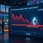 Graphique boursier illustrant la forte volatilité et la correction baissière du cours Ethereum durant le mois de février.