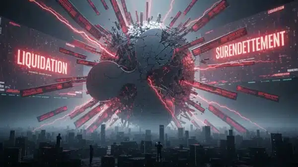 Illustration du cours XRP sous la menace d'une correction algorithmique violente sur le marché crypto.