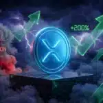 Illustration du cours du jeton XRP résistant à la tempête de l'inflation mondiale sur le marché crypto.