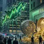 Illustration des flux positifs de l'ETF Bitcoin soutenant le rebond du cours du BTC.