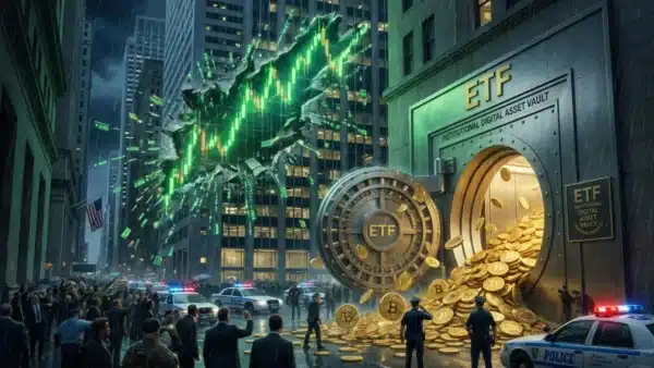 Illustration des flux positifs de l'ETF Bitcoin soutenant le rebond du cours du BTC.