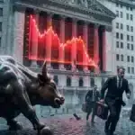 Illustration des institutionnels de Wall Street retirant leurs capitaux de l'ETF Bitcoin face à la crise.