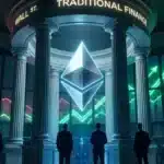 Illustration de Wall Street sauvant le cours de l'Ethereum (ETH) via les flux des ETF Ethereum.
