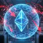 Illustration du jeton Ethereum en baisse pendant que la blockchain prépare sa sécurité quantique.
