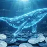 Illustration d'une immense baleine crypto investissant massivement sur le réseau Ethereum.