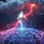 Illustration du jeton Ethereum résistant à un flash-crash boursier grâce à la solidité de son infrastructure DeFi crypto.