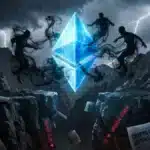 Illustration d'un gouffre menaçant le jeton Ethereum sur le marché de la crypto.