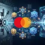 Illustration de l'acquisition de BVNK par Mastercard pour intégrer les paiements en stablecoin et connecter la finance traditionnelle à la crypto.