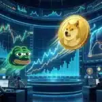 Illustration de la hausse spectaculaire des memecoins, notamment le Dogecoin et la PEPE crypto, adoubés par Wall Street.