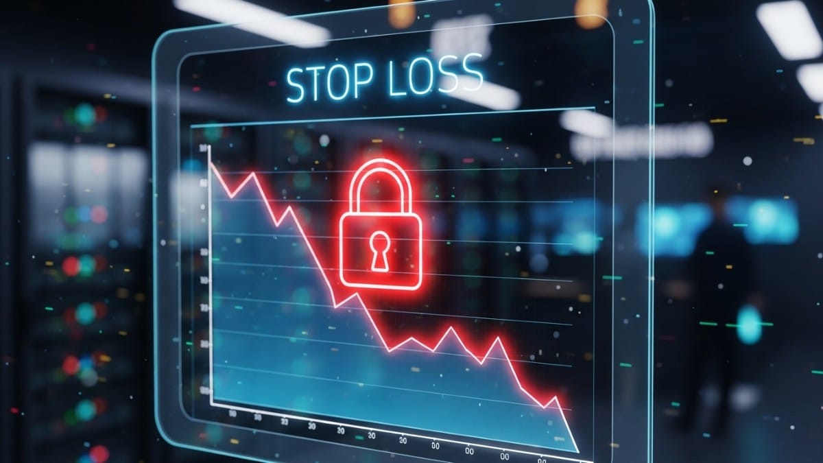 Un écran de trading affiche un cadenas numérique illustrant l'ordre Stop Loss.