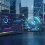 Illustration conceptuelle de l'intégration de l'Intelligence Artificielle de Palantir sur la plateforme Polymarket pour surveiller les marchés.