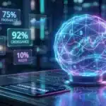 Illustration conceptuelle du marché de prédiction Polymarket agissant comme un oracle financier pour Wall Street.