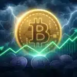 Illustration du Bitcoin agissant comme une valeur refuge solide face aux turbulences économiques, laissant les Altcoins dans l'ombre sur le marché crypto.