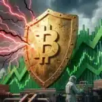 Illustration du prix Bitcoin agissant comme un bouclier et une valeur refuge face aux tempêtes macroéconomiques.