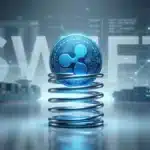 Illustration du jeton XRP de Ripple agissant comme un ressort compressé face au vieillissant réseau bancaire SWIFT.