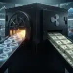 Illustration du mécanisme de rachat institutionnel détruisant le Stablecoin de Ripple pour récupérer des dollars.