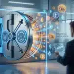 Illustration de la SEC et de la CFTC ouvrant les portes de la régulation pour libérer le marché de la cryptomonnaie.