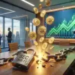 Illustration de la SEC libérant le marché crypto de la Règle 15c2-11, favorisant chaque plateforme crypto et le bullrun.