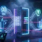 Illustration de l'infrastructure API de Solana connectant les Stablecoins et les RWA.