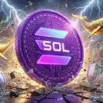 Illustration du jeton Solana écrasant les investisseurs pendant que les baleines accumulent la crypto.