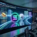 Illustration conceptuelle de la blockchain Solana dépassant Ethereum en nombre d'utilisateurs d'actifs du monde réel (RWA).