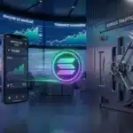 Graphique boursier illustrant la hausse du cours Solana vers les 90 dollars suite à son intégration par la banque américaine SoFi.