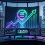 Graphique boursier illustrant le rebond en V du cours Solana à 85 dollars, propulsé par l'adoption bancaire et les actifs tokénisés (RWA).