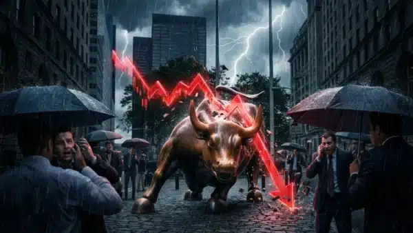 Illustration du SP500 en chute libre face à un environnement macroéconomique hostile.