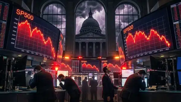 Illustration de la chute vertigineuse de l'indice SP500 sur les marchés de Wall Street.