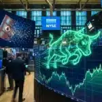 Illustration du S&P 500 en forte hausse à Wall Street grâce à la chute des prix du pétrole.