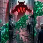 Illustration du SP500 en hausse face à la menace de l'indice VIX sur les marchés financiers.