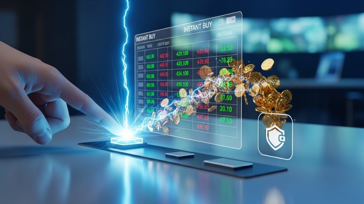 Une onde lumineuse illustre la vitesse d'exécution d'un trader Taker sur le marché.