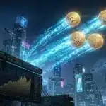 Illustration de cinq Altcoins s'envolant sur le marché crypto grâce au narratif de l'intelligence artificielle.