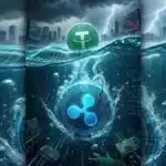 Illustration du jeton XRP en baisse face à la concurrence du stablecoin de Ripple.