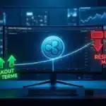 Graphique boursier illustrant le paradoxe du cours XRP, partagé entre une forte hausse à court terme et de lourdes résistances macroéconomiques.