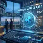Graphique boursier illustrant la poussée haussière du cours XRP vers 1,40 dollar suite à l'intégration de Ripple à la DTCC.