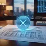 Illustration conceptuelle représentant l'intégration du jeton XRP dans le système bancaire traditionnel suite aux avancées réglementaires américaines.
